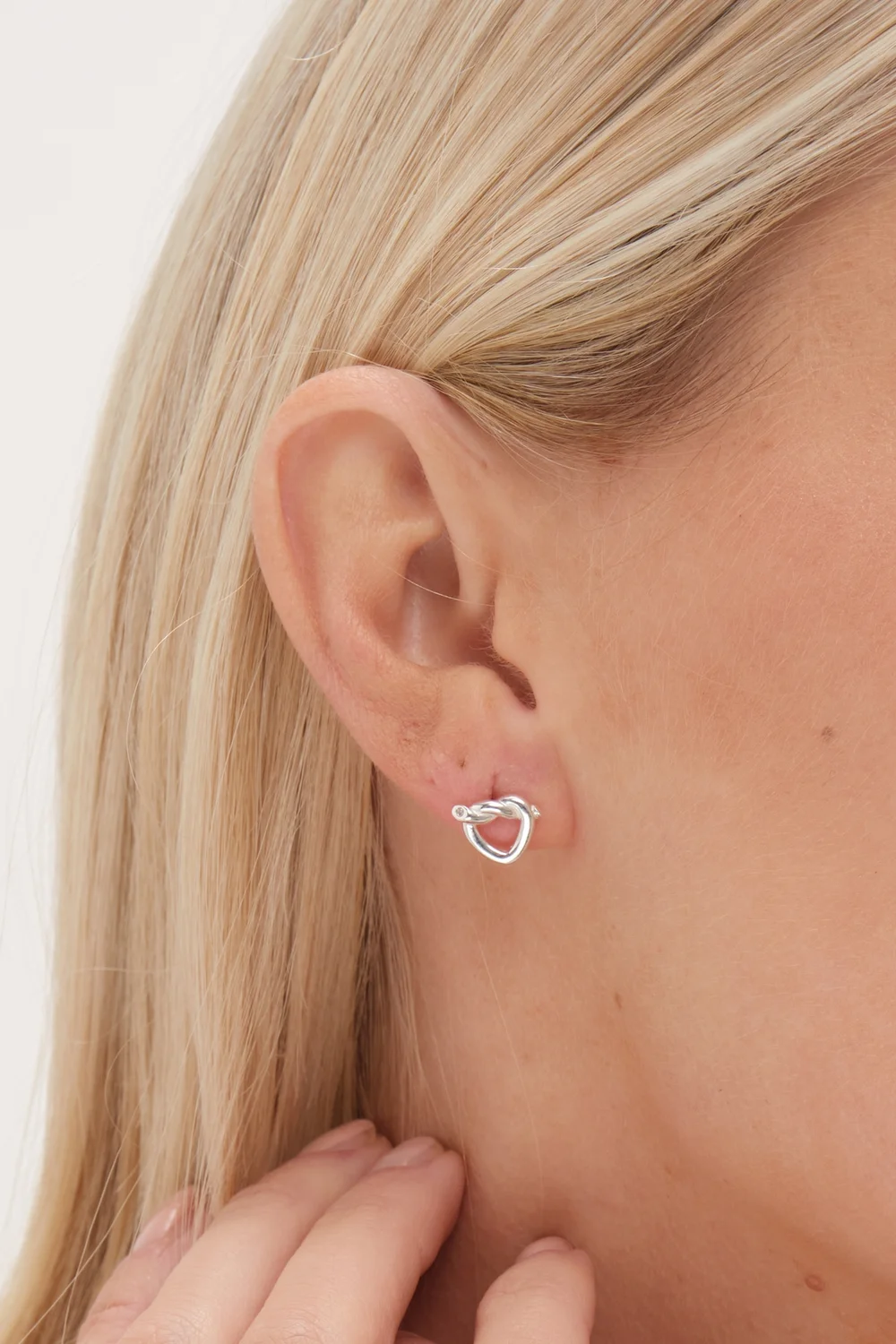 Simply Sterling Silver 925 Polished Knot Heart Stud Earrings - One Size Image 3