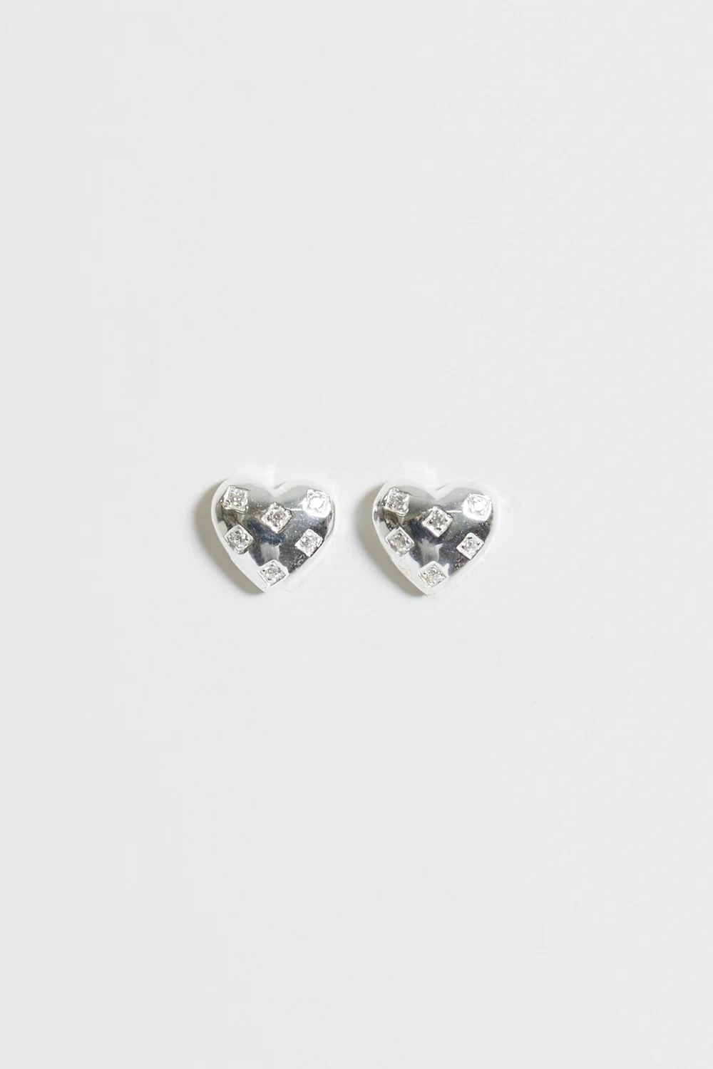 Simply Sterling Silver 925 Cubic Zirconia Scattered Stone Heart Stud Earrings - One Size Image 2