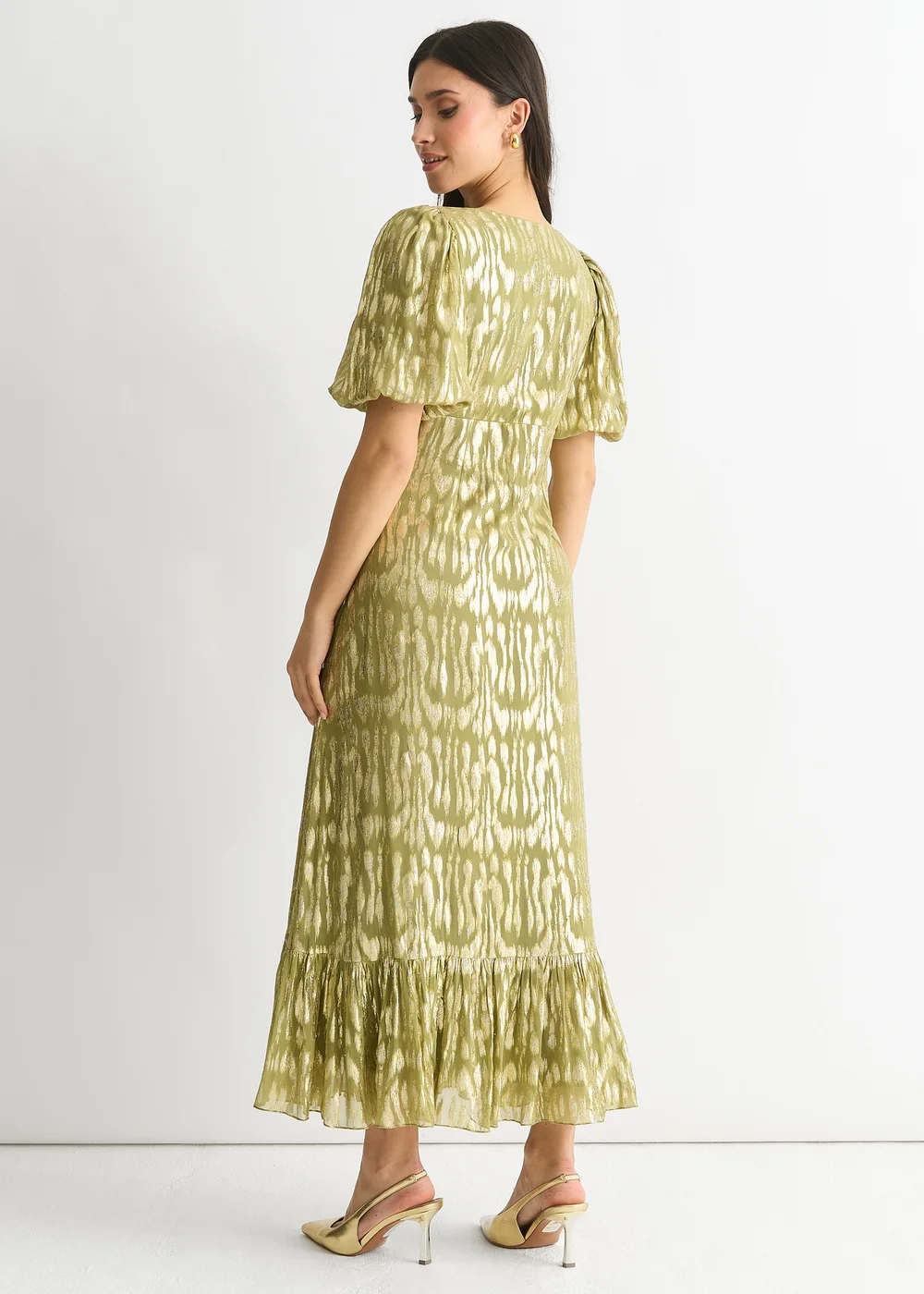 Gini London Green Viscose Animal Jacquard Occasion Midi dress - 10 Image 2