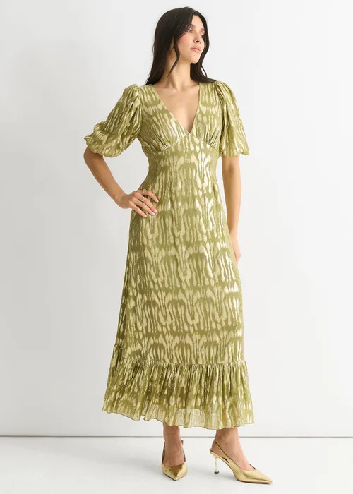 Gini London Green Viscose Animal Jacquard Occasion Midi dress - 10 Image 4