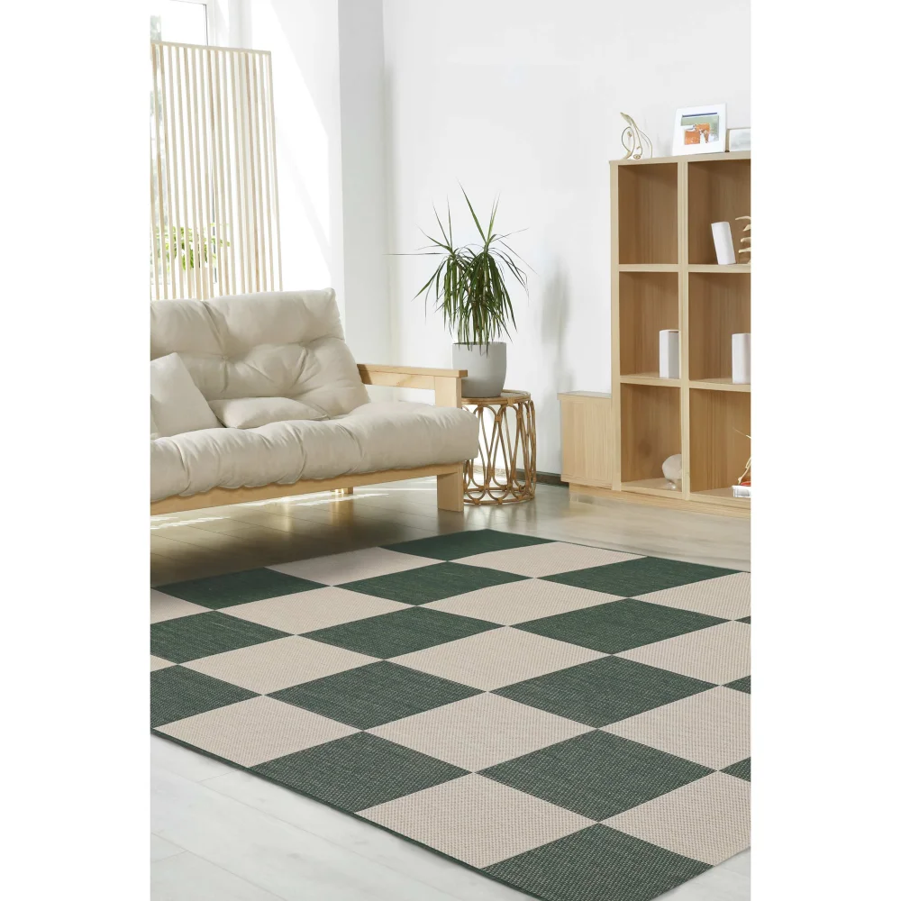 Homemaker Green Chequer Rug - 120 x 170 Image 2