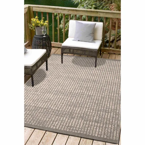 Homemaker Grey Hatch Design Rug - 67 x 200 Image 2