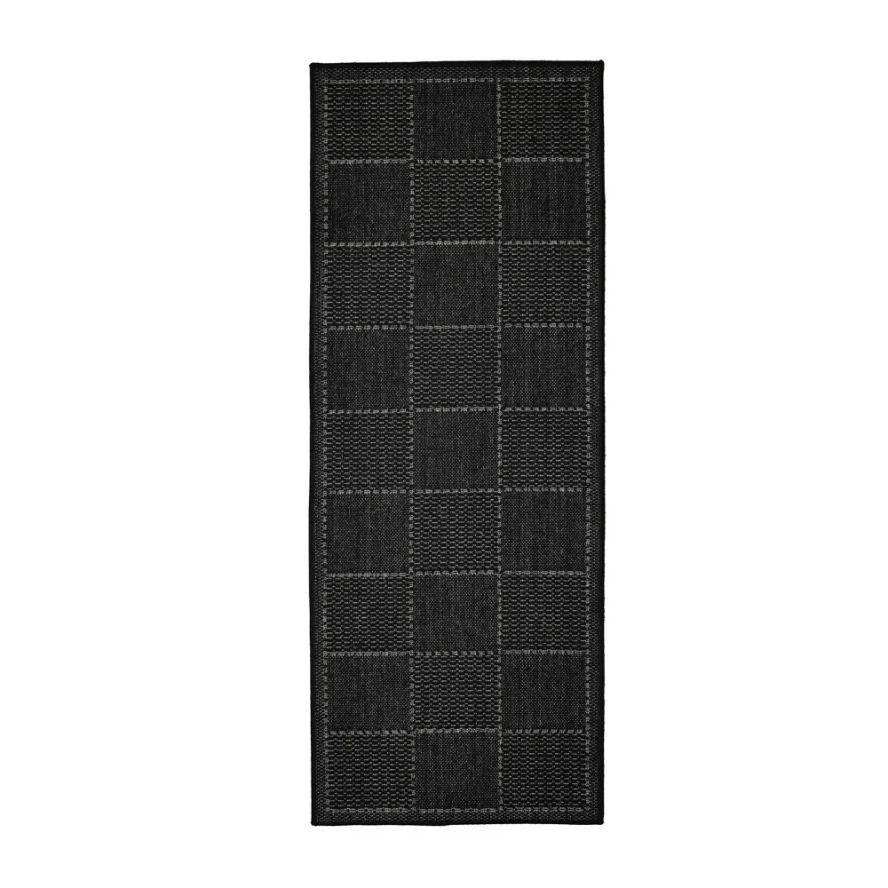 Homemaker Black Check Gel Flatweave Runner Rug - 60 X 180 Image 2