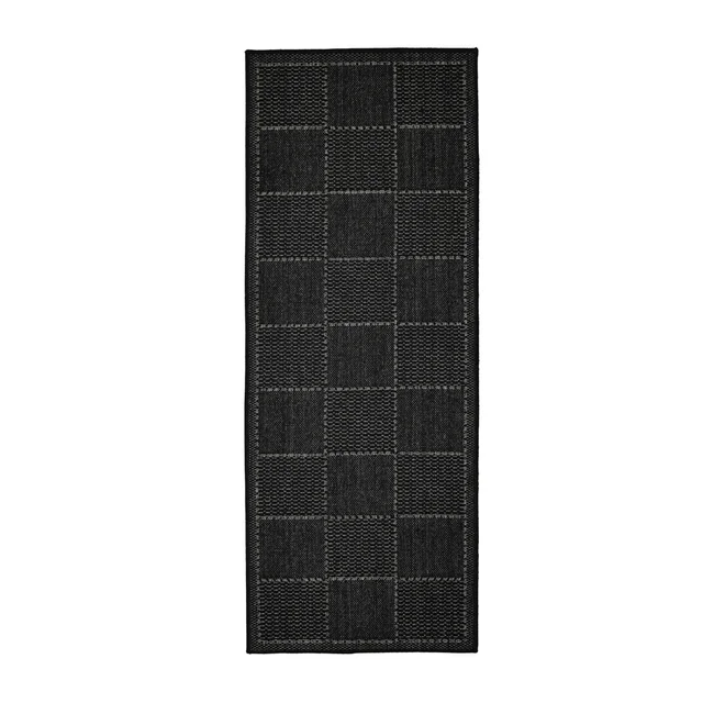 Homemaker Black Check Gel Flatweave Runner Rug