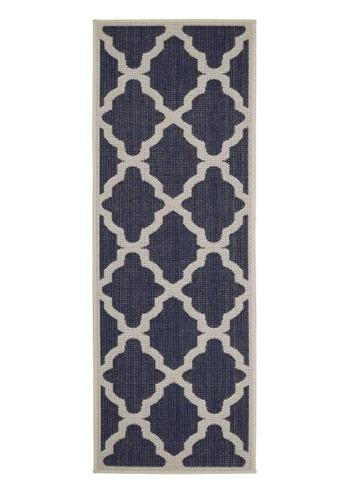 Homemaker Navy Trellis Gel Flatweave Runner Rug - 80 x 150 Image 4