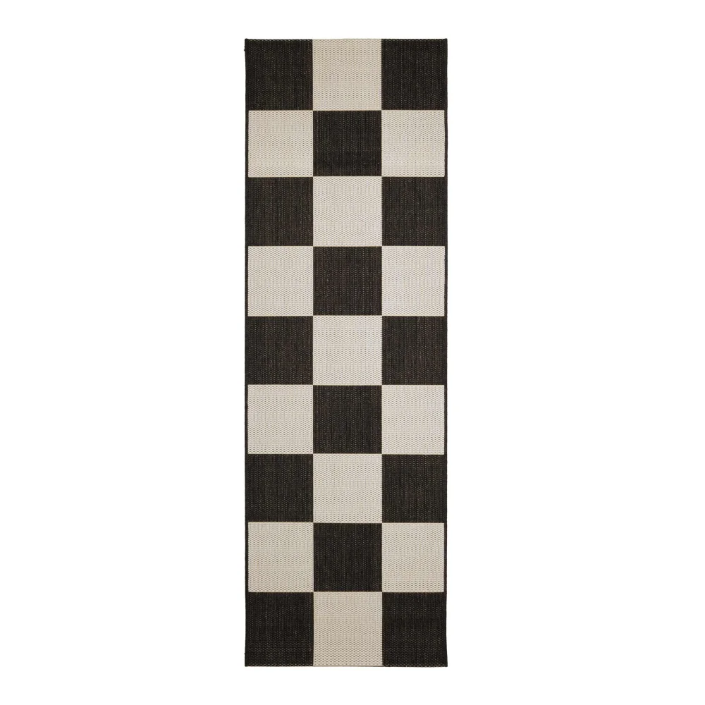 Homemaker Black Chequer Runner Rug - 80 x 150 Image 5
