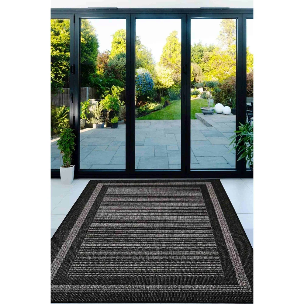 Homemaker Black Gel Backed Border Rug - 60 X 180 Image 1