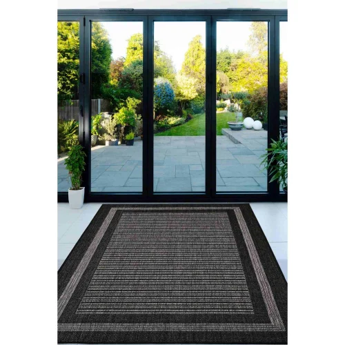 Homemaker Black Gel Backed Border Rug - 60 X 180 Image 1