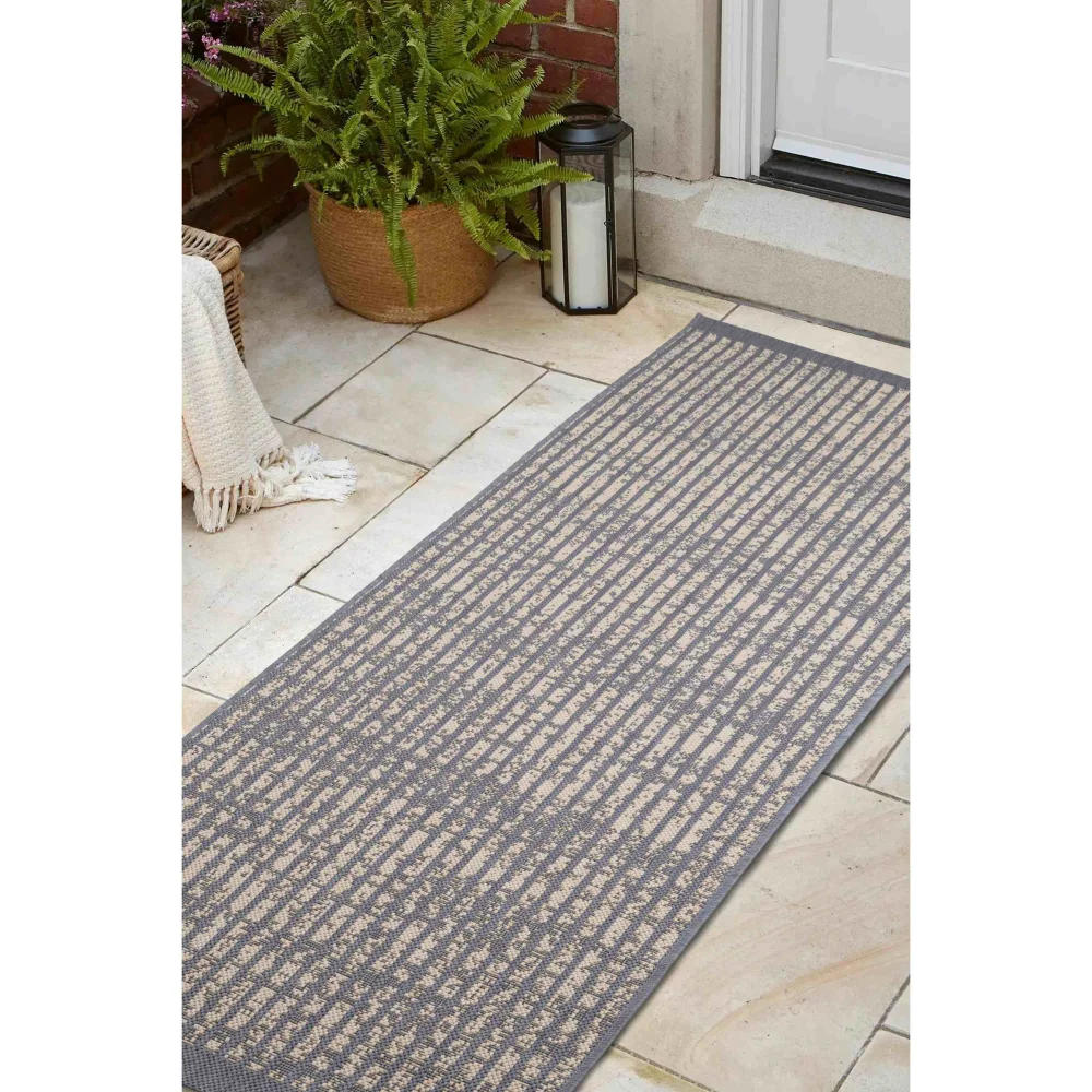 Homemaker Navy Hatch Design Runner Rug - 67 x 200 Image 2