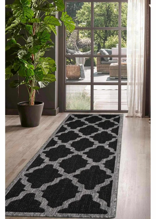 Homemaker Black Trellis Gel Flatweave Runner Rug - 60 X 180 Image 1