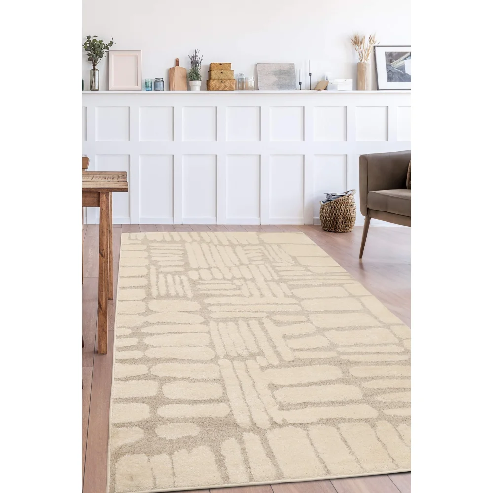 Homemaker Pave Cream Rug - 80 x 200cm Image 1