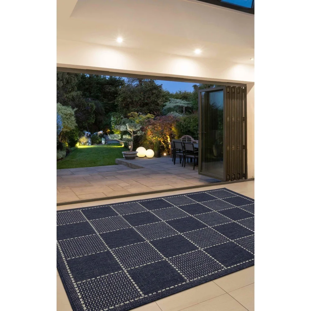 Homemaker Navy Check Gel Flatweave Rug - 60 x 230cm Image 3