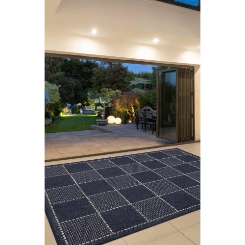 Homemaker Navy Check Gel Flatweave Rug - 60 x 230cm Image 3