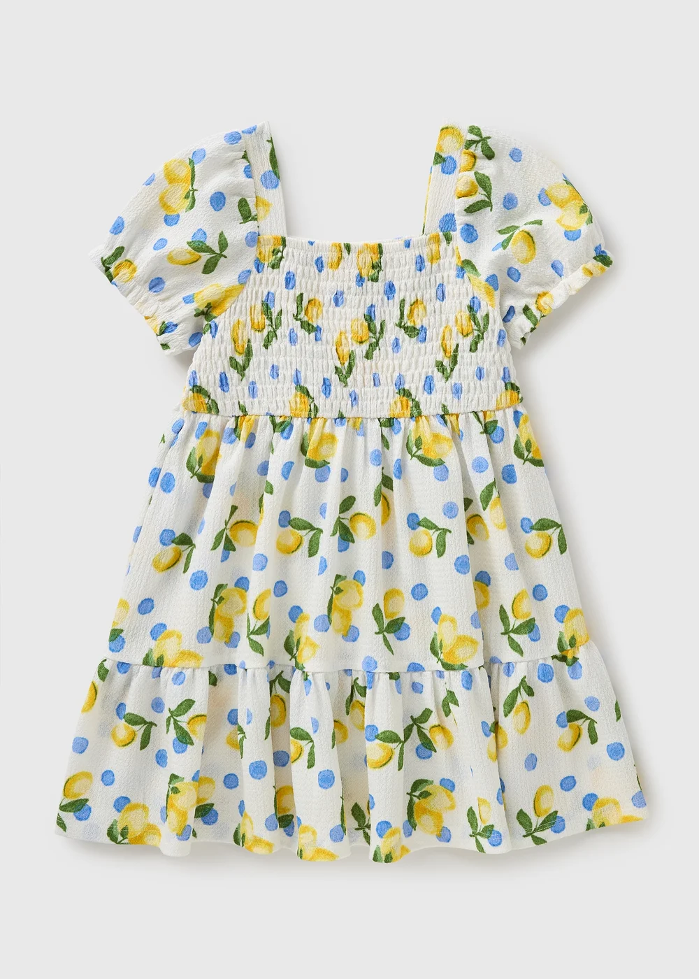 Girls Cream Lemon Crinkle Dress (1-7yrs) - 1-1.5 Yrs Image 1