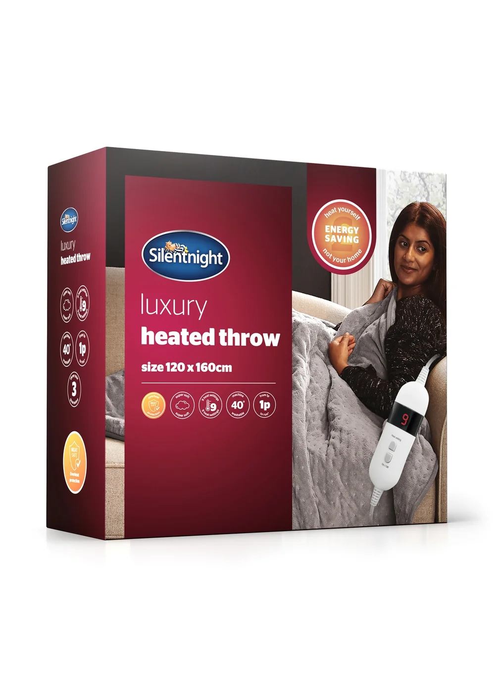 Silentnight Grey Heated Fleece Throw Image 1