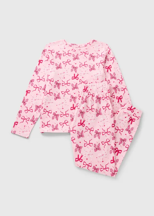 Pink Bow Print Pattern Mini Me Pyjama Set - Extra small Image 3