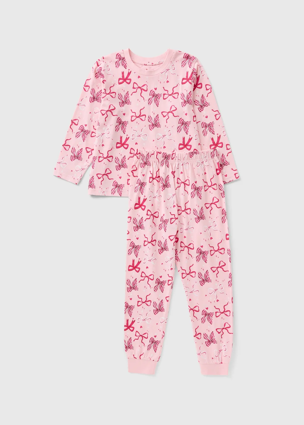 Girls Pink Bows Mini Me Pyjama Set (1–13yrs) - 1 half year to 2 Image 1