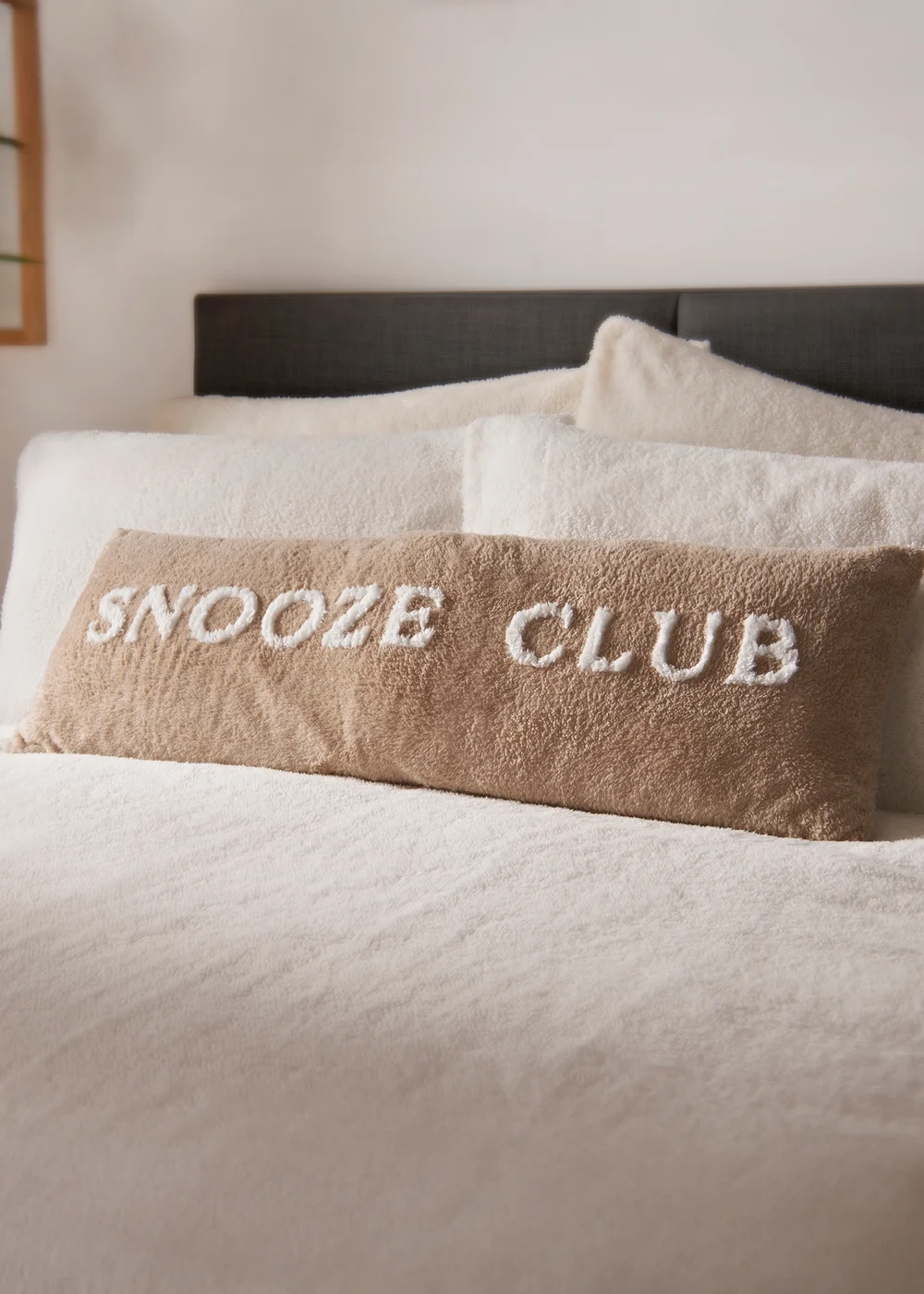 Beige Snooze Club Bolster Cushion Image 1