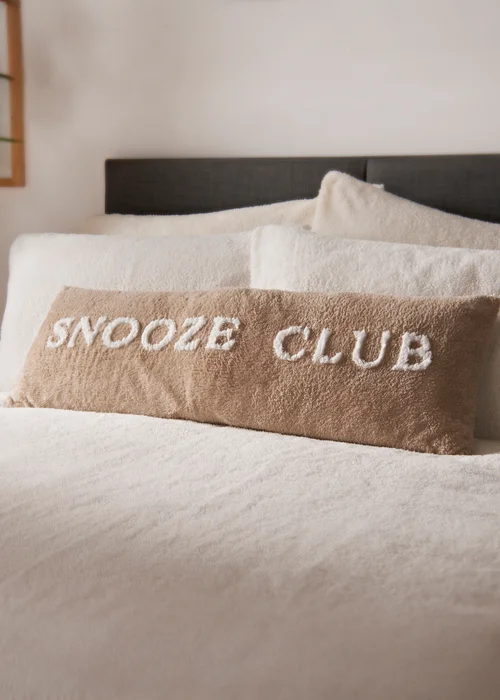 Beige Snooze Club Bolster Cushion Image 1