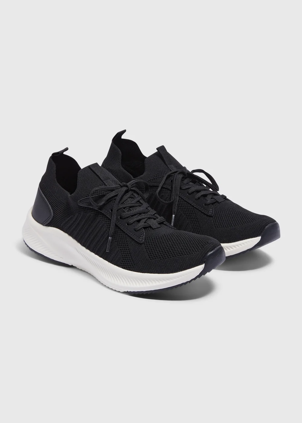 Black Knitted Sports Runner Trainers - Size 6 Image 1