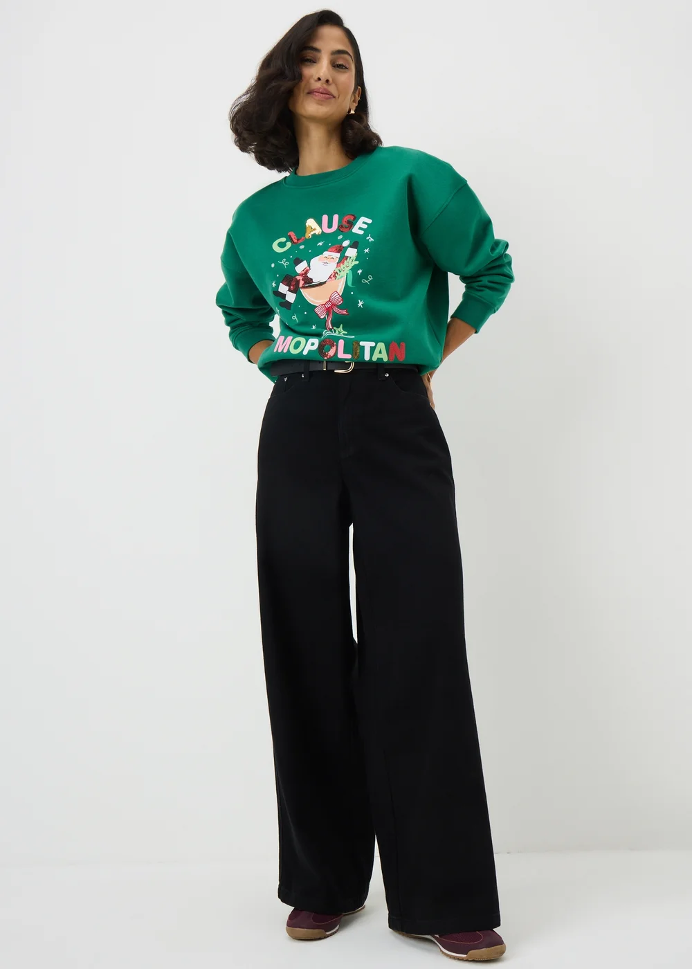 Green Slogan Christmas Sweatshirt - M Image 2