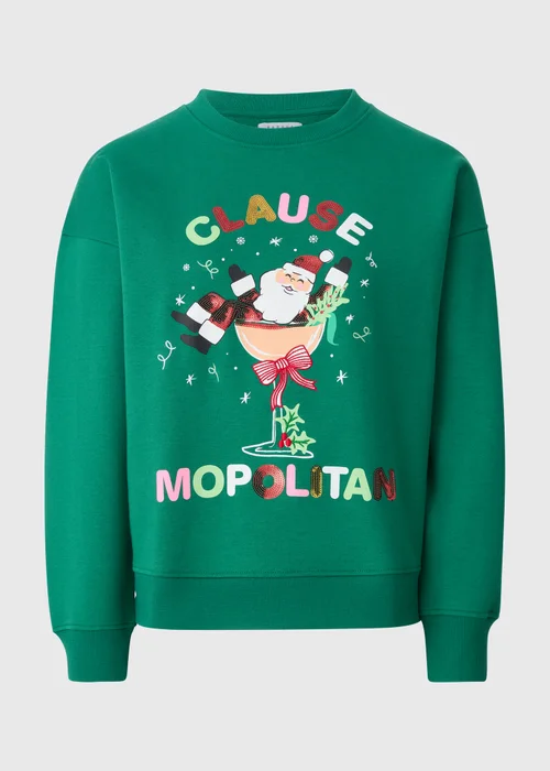 Green Slogan Christmas Sweatshirt - M Image 4