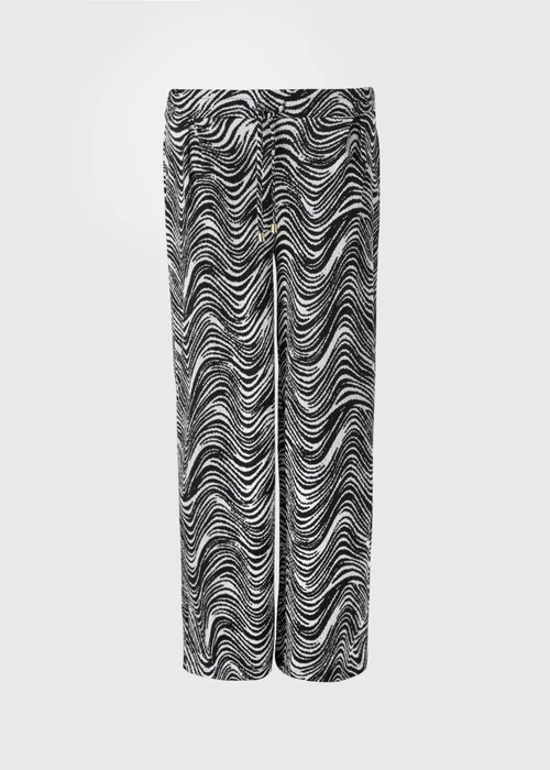 Black Mono Printed Wide Leg Co Ord Trousers - 8/L29 Image 3