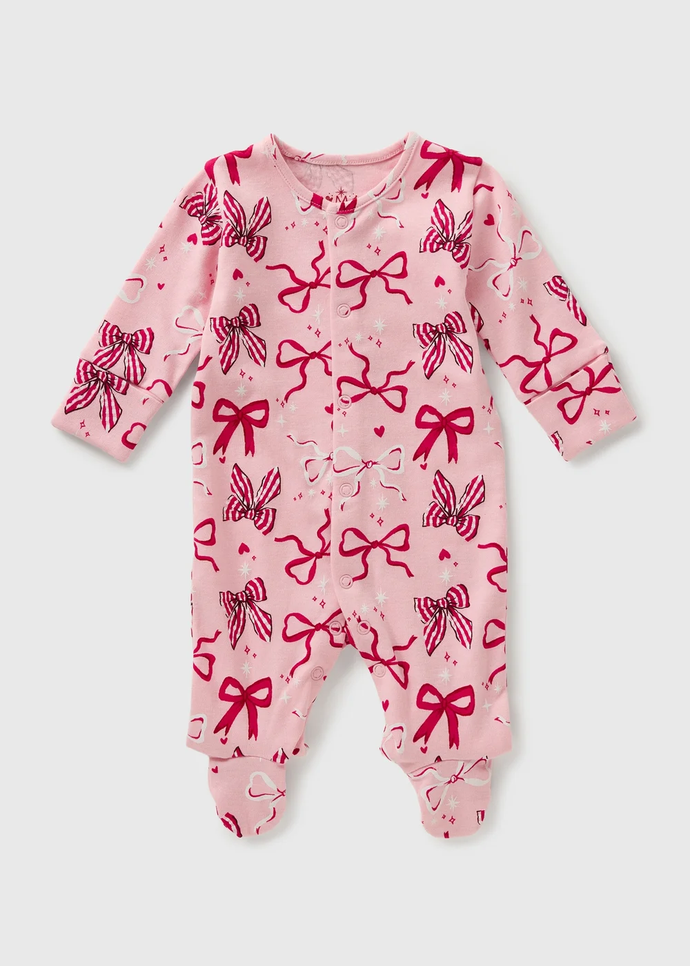 Baby Pink Bow Mini Me Sleepsuit (Newborn-23mths) - Age 0 - 3 Months Image 1