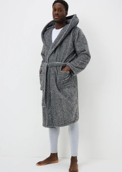 Grey Popcorn Dressing Gown - Small Image 1