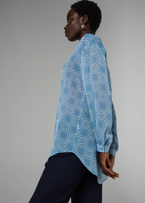 Et Vous Blue Chain Print Blouse - Small Image 2