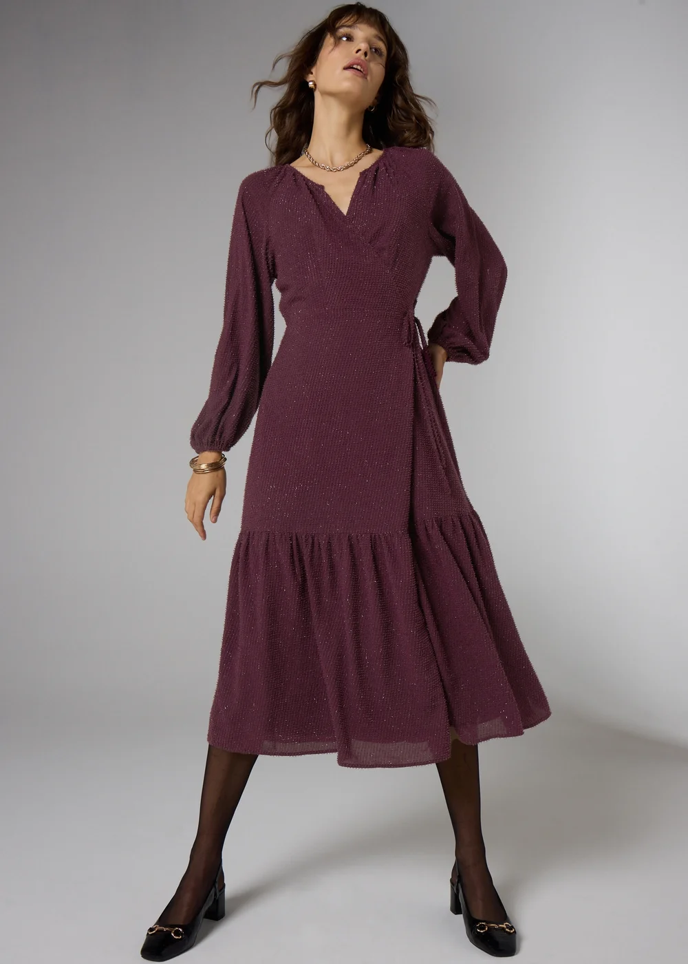 Et Vous Burgundy Sparkle Midaxi Dress - 8 Et Vous Burgundy Sparkle Midaxi Dress - 8