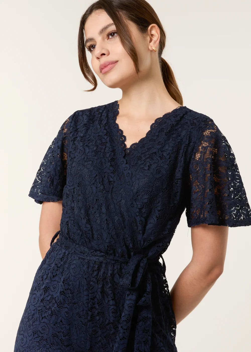Blue Vanilla Navy Lace Wrap Over Jumpsuit - 10 Image 4