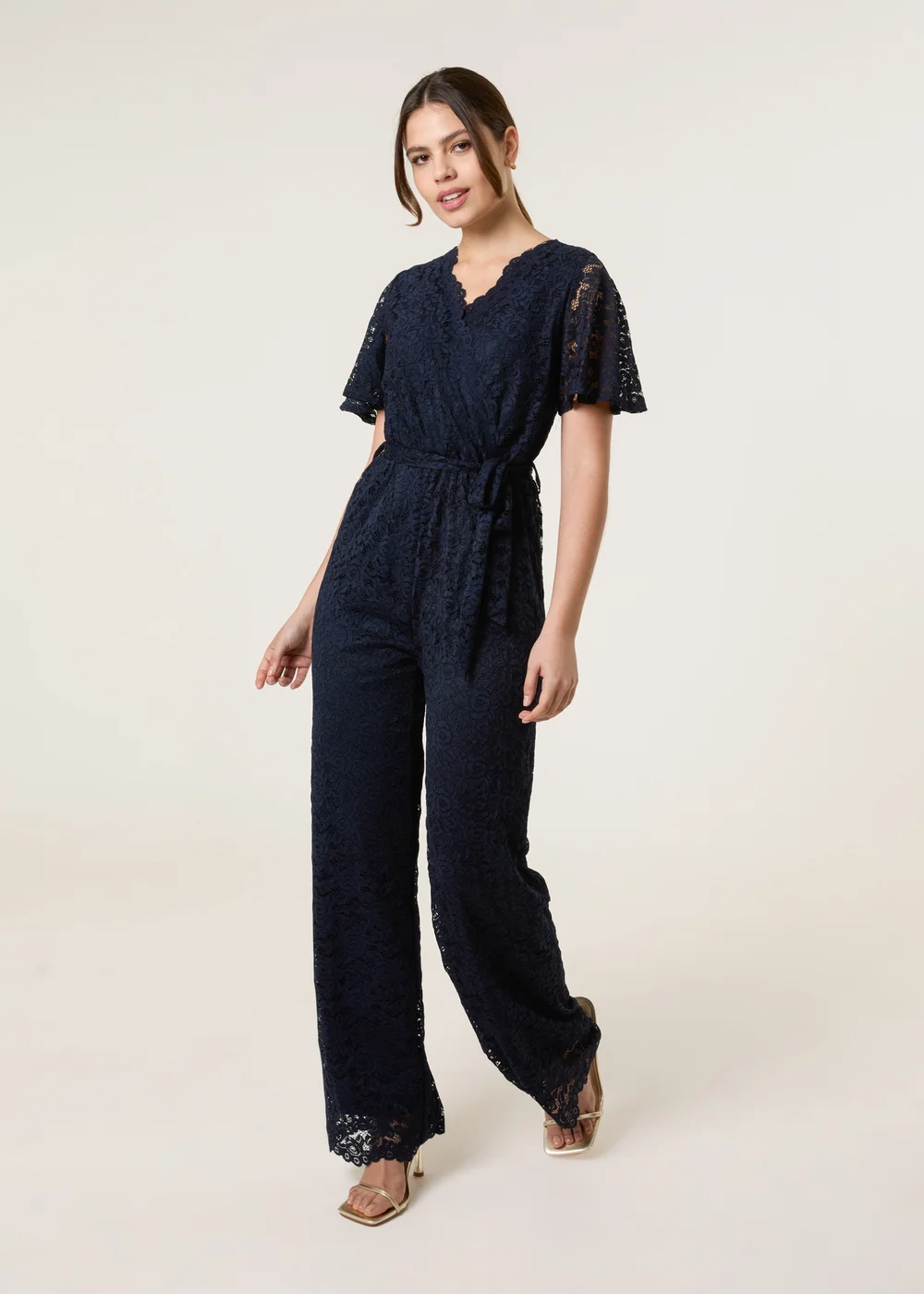 Blue Vanilla Navy Lace Wrap Over Jumpsuit - 10 Image 1