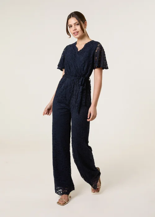 Blue Vanilla Navy Lace Wrap Over Jumpsuit - 10 Image 1