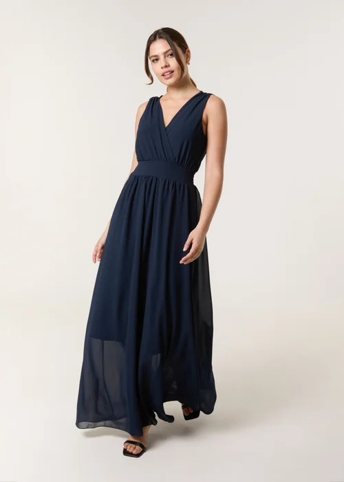Blue Vanilla Navy Sleeveless Wrap Front Maxi Dress - M/L Image 2