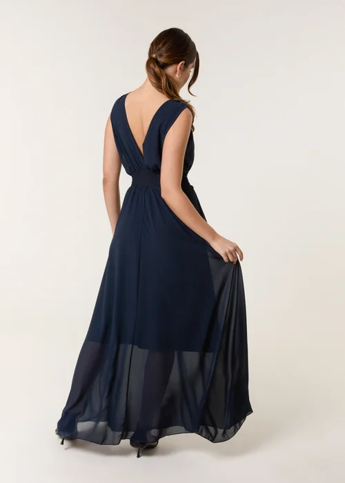 Blue Vanilla Navy Sleeveless Wrap Front Maxi Dress - M/L Image 3