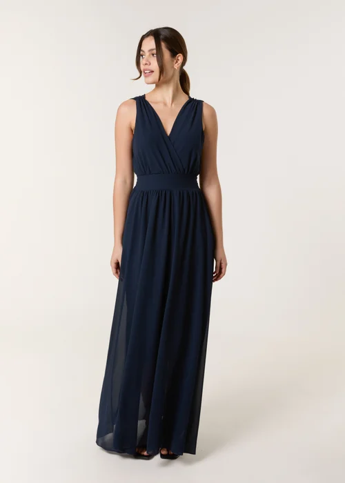 Blue Vanilla Navy Sleeveless Wrap Front Maxi Dress - M/L Image 1