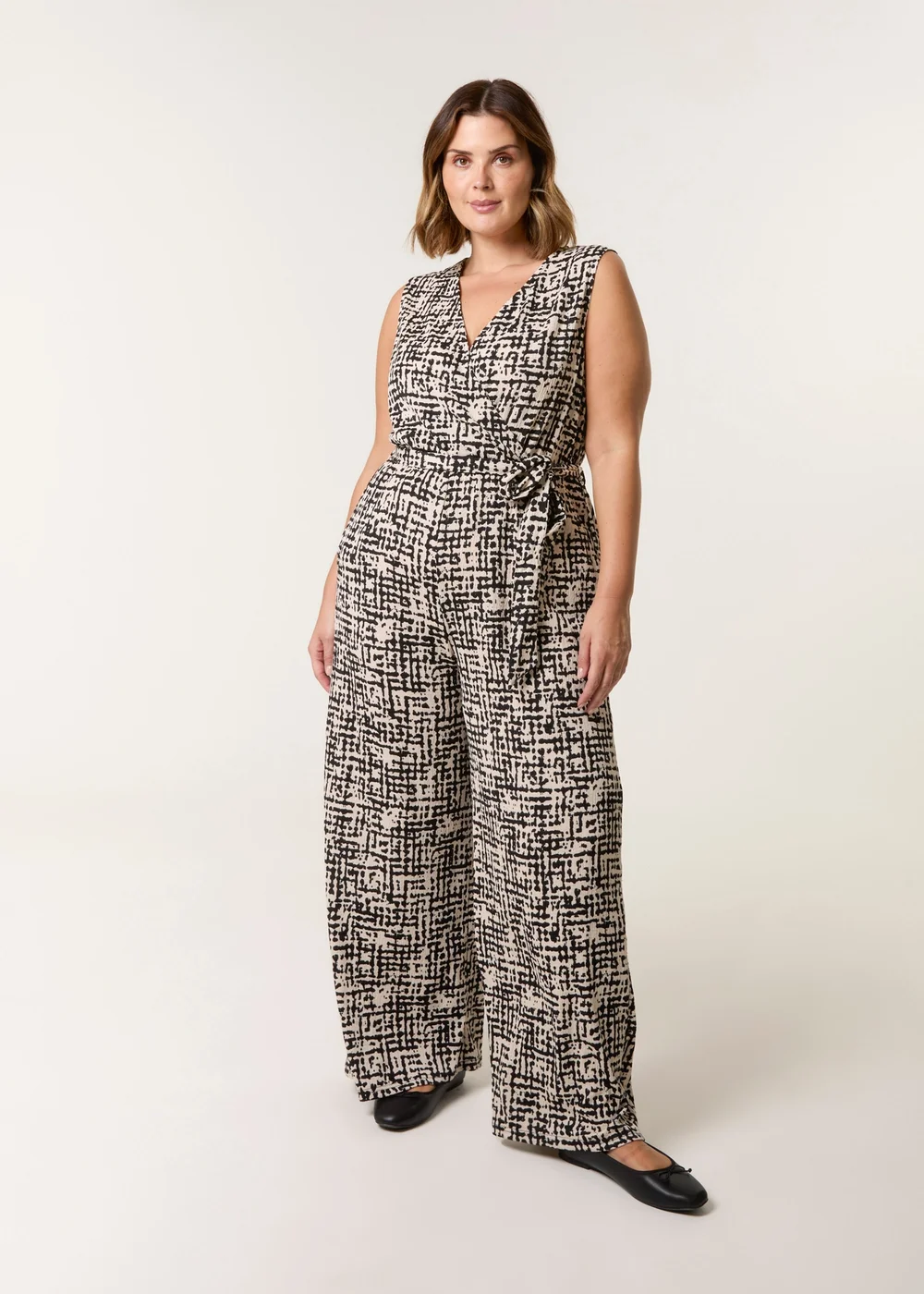 Blue Vanilla Multi Curve Sleeveless Belted Jumpsuit - 22-24 Image 1