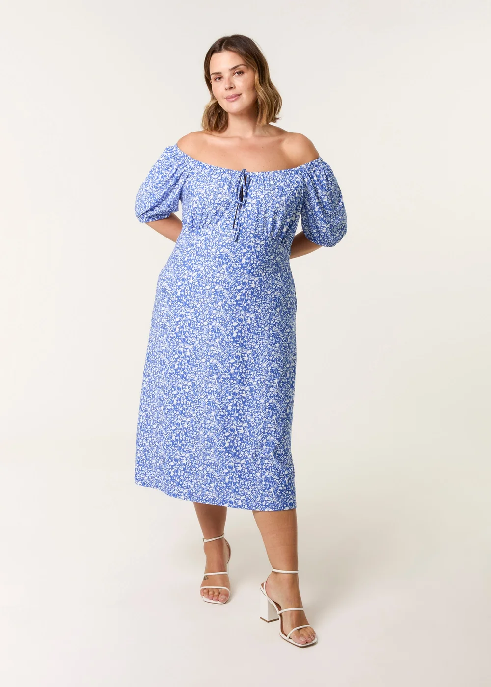 blue milkmaid midi dress blue dresses near me Rihoas Modest Fit and Flare Midi milkmaid Dress