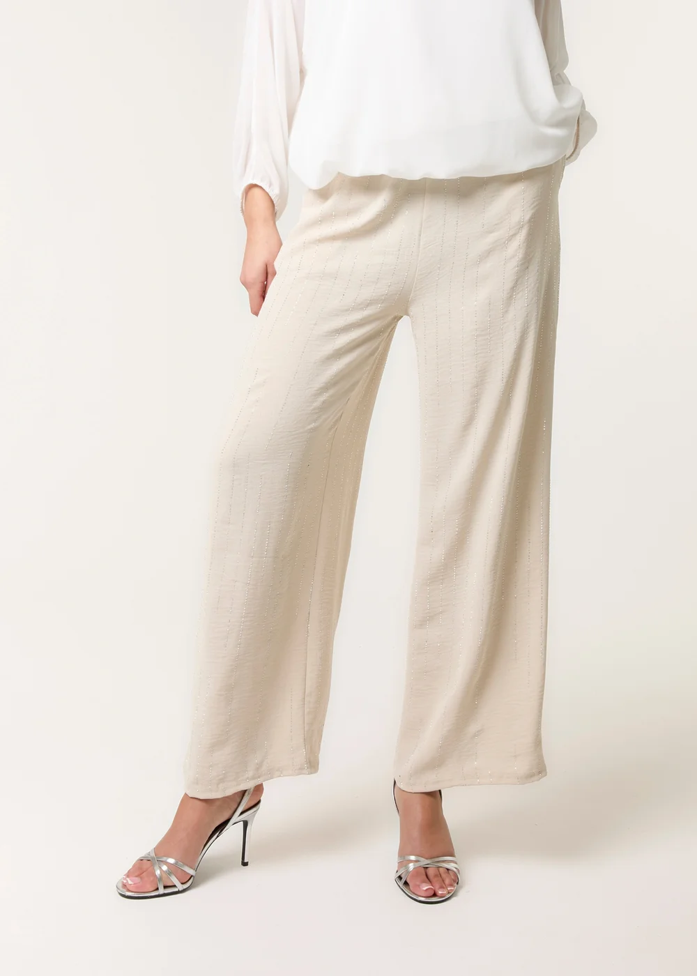 Blue Vanilla Stone Sparkle Wide Leg Trouser - M/L Image 4