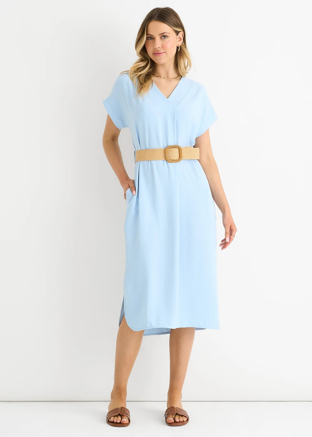 Gini London Blue Air Flow Belted Oversized Dress - M/L Image 1