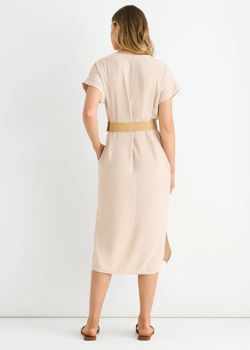 Gini London Beige Air Flow Belted Oversized Dress - M/L Image 2
