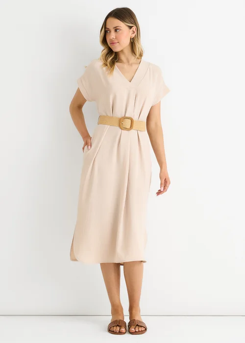 Gini London Beige Air Flow Belted Oversized Dress - M/L Image 4