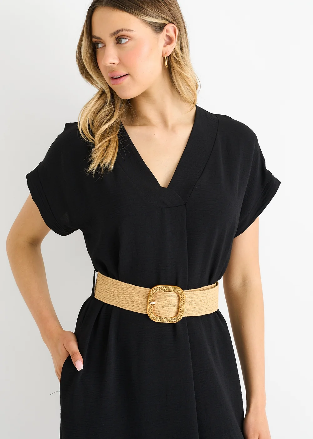 Gini London Black Air Flow Belted Oversized Dress - M/L Image 3
