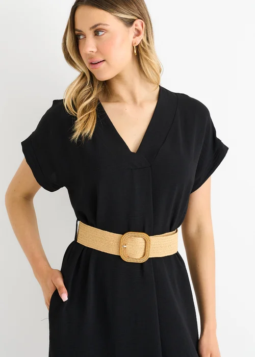 Gini London Black Air Flow Belted Oversized Dress - M/L Image 3
