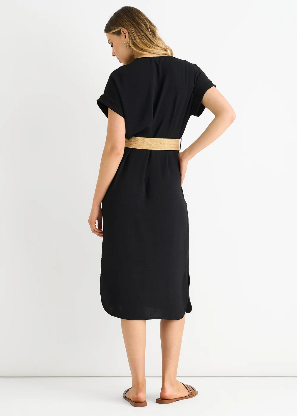 Gini London Black Air Flow Belted Oversized Dress - M/L Image 2