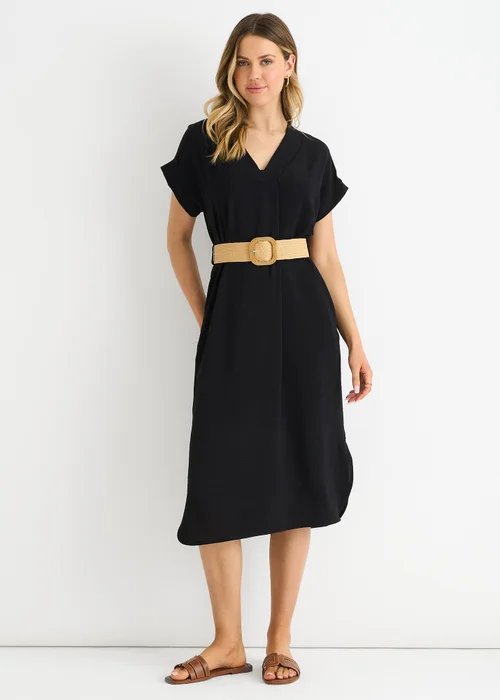 Gini London Black Air Flow Belted Oversized Dress - M/L Image 1