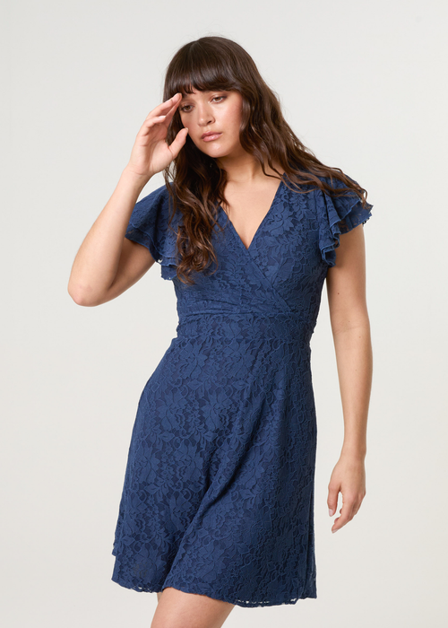 Blue Vanilla Navy Lace Angel Sleeve Dress - 10 Image 1