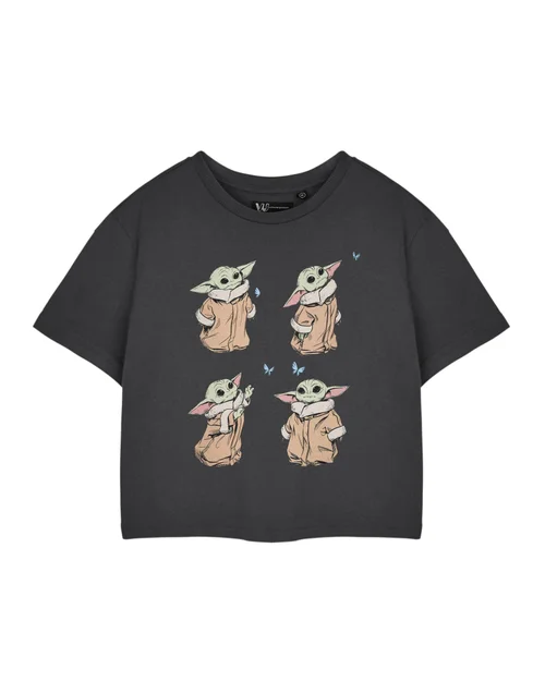 Vanilla Underground Star Wars The Mandalorian Grey Grogu Baby Yoda Cropped T Shirt - L Image 1
