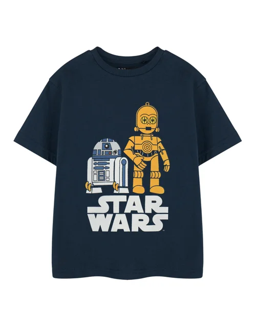 Vanilla Underground Star Wars Navy R2D2 & C3PO Kids T Shirt (3-14 Years) - 13-14 Yrs Image 1